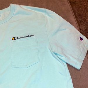 Aqua Blue Champion T-Shirt. Size M